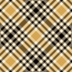 Tartan plaid yellow and black seamless checkered vector pattern.