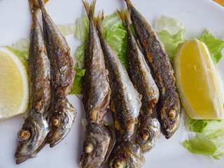 Taditional spanish tapa of sardines lemon salad delicious food sardina healthy