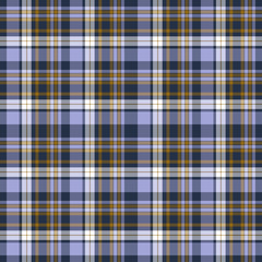 Tartan plaid purple and yellow seamless checkered vector pattern.