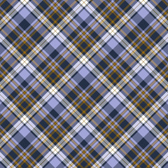 Tartan plaid purple and yellow seamless checkered vector pattern.