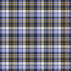 Tartan plaid purple and yellow seamless checkered vector pattern.