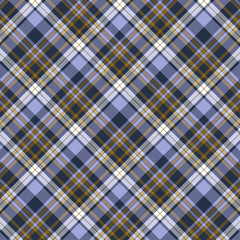 Tartan plaid purple and yellow seamless checkered vector pattern.