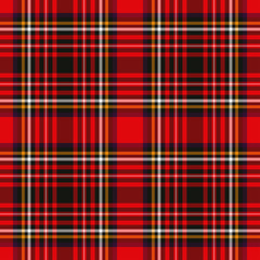 Tartan plaid red and black seamless checkered vector pattern.