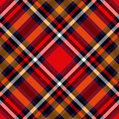Tartan red and yellow seamless checkered vector pattern.