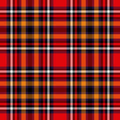 Tartan red and yellow seamless checkered vector pattern.
