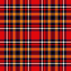 Tartan red and yellow seamless checkered vector pattern.