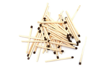 matches on a white background. Close-up.