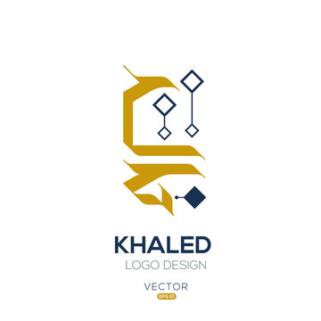 Creative Arabic typography Mean in English ( Arabic name khaled ) , Arabic Calligraphy  