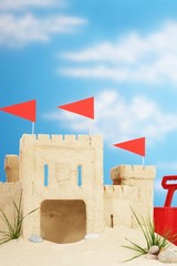 Sand castle on beach