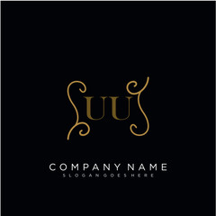 Initial letter UU logo luxury vector mark, gold color elegant classical