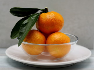 tangerines on white background