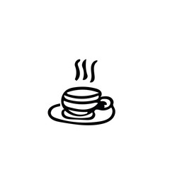 cup and saucer in hand drawn style. hot drink tea coffee scandinavian doodle style.