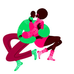 Couple in sweaters kisses isolated