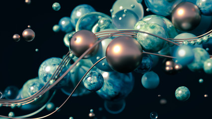 Beautiful, elegant, abstract background with metal and the texture of stone, marble and granite. 3d illustration, 3d rendering.