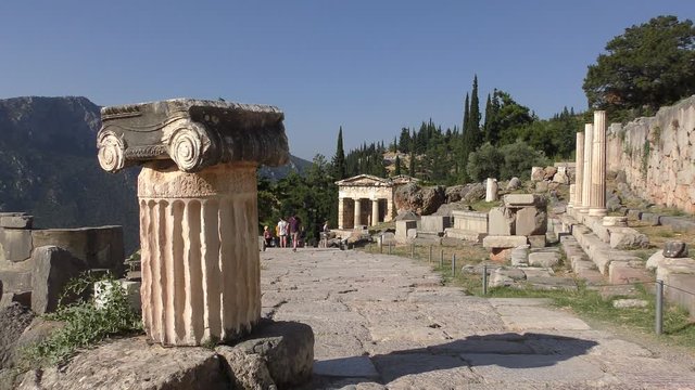 Treasury of the Athenians (6th century BC) in Delphi, Greece 
