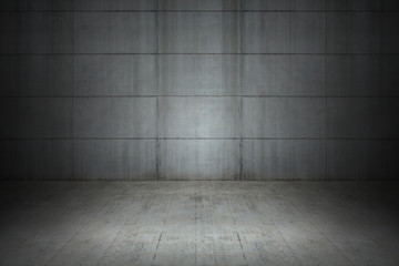 Cement blocks wall and cement floor as background, scary background