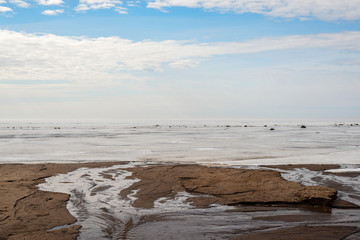 winter natural landscape on the shore of the North Baltic sea