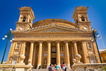 View of the Rotunda of Mosta, also known as The Mosta Dome, the Malta island, Europe.