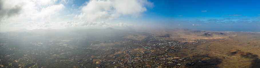 Vulcan Fuerteventura Calderon Hondo and volcanic mountain. Drone Shot Canary Island, Spain