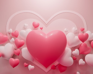 Valentine's day background with 3d illustration