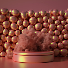 Beautiful background with beads, particles and simulation. 3d illustration, 3d rendering.