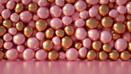Beautiful background with beads, particles and simulation. 3d illustration, 3d rendering.