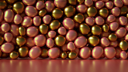Beautiful background with beads, particles and simulation. 3d illustration, 3d rendering.