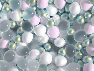 Beautiful background with beads, particles and simulation. 3d illustration, 3d rendering.