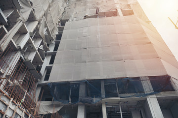 Construction building covered wrap gray all area by safety