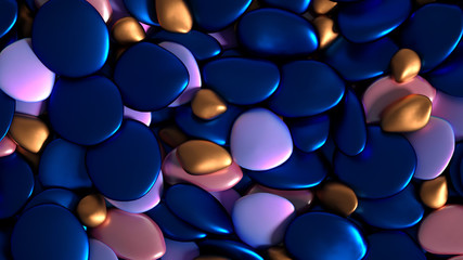 Beautiful background with beads, particles and simulation. 3d illustration, 3d rendering.