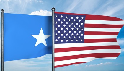 3D illustration of USA and Somalia flag