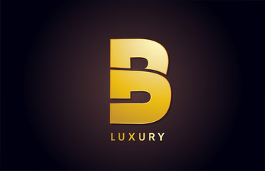 golden B luxury alphabet letter logo design icon for business
