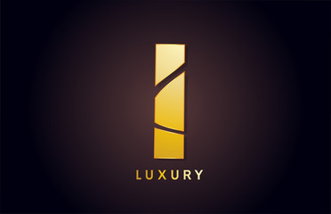 golden I luxury alphabet letter logo design icon for business