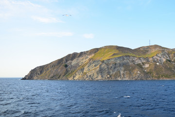 Seascape from turkish aegean island Gokceada made from the ship