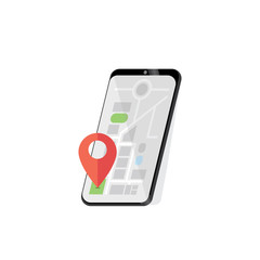 Map GPS navigation, Smartphone map application and red pinpoint on screen, App search map navigation, isolated on line maps background, Vector