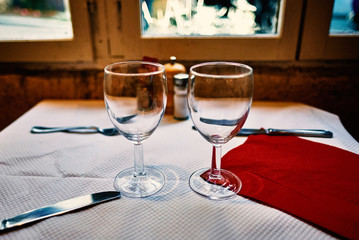 glasses on table