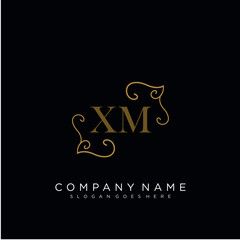 Initial letter XM logo luxury vector mark, gold color elegant classical 
