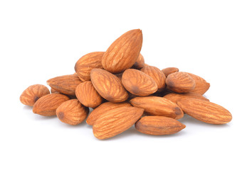  Almonds isolated on white background.