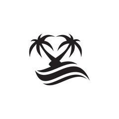 Coconut tree icon logo design vector template