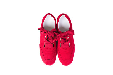 modern red woman's shoes isolated on white background