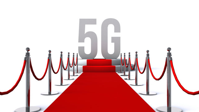 3D illustration of 5G on red carpet