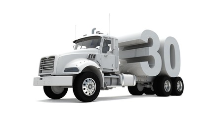 3D illustration of truck with number 30