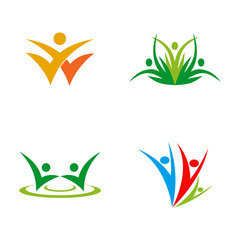 Human character icon logo design vector template