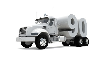 3D illustration of truck with number 90