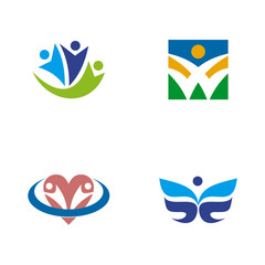 Human character icon logo design vector template