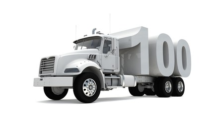 3D illustration of truck with number 100