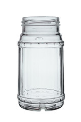 Empty glass jar without lid isolated on white background