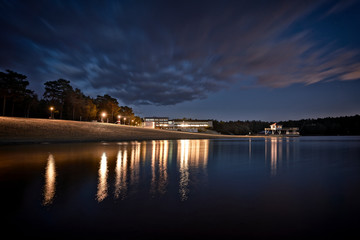 The Bernsteinsee near Stüde in Germany at night