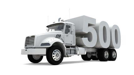 3D illustration of truck with number 500