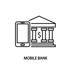 Mobile bank, online line vector icon